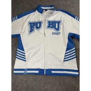 Vintage FUBU Sport Jacket Mens Large White Blue Full Zip Y2K Streetwear